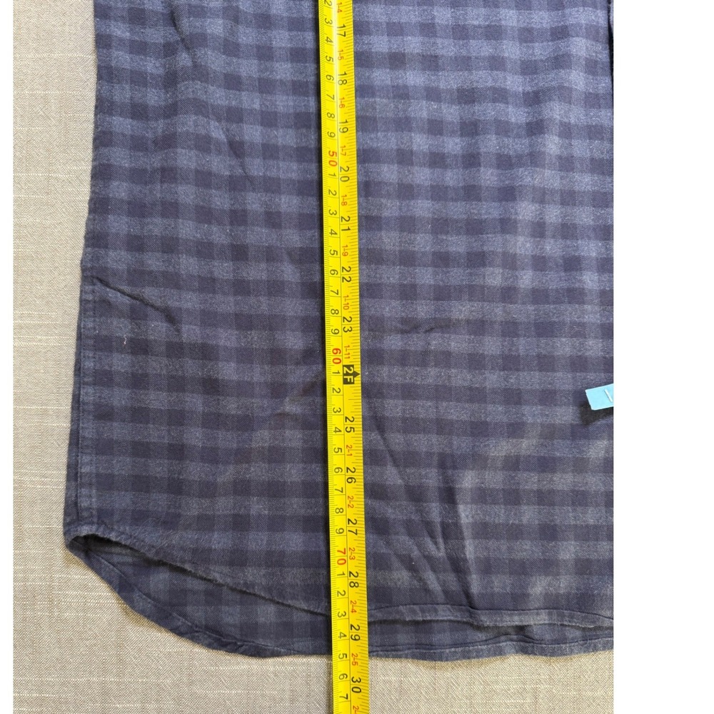 Flint and Tinder Mens XL Gingham Check Button Down Shirt Navy Blue F-210017 - Picture 10 of 15